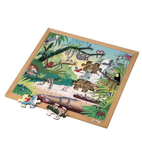 Puzzle de vocabular Padure tropicala l Puzzle-uri din lemn l 49 de piese de puzzle l Educo