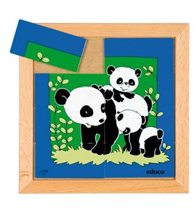 Puzzle-ul cu animale mama + copil - panda