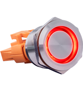 Buton de oțel momentan cu LED roșu - 7A
