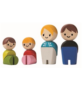 Familia de papusi - set de figurine din lemn