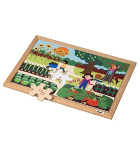 Puzzle matematic - cantitati pana la 6 l 24 de piese de puzzle de lemn l Educo