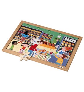 Puzzle matematic - cantitati pana la 12 l 35 de piese de puzzle din lemn l Educo